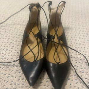 Elegant Black Lace-Up Leather Women's Shoes